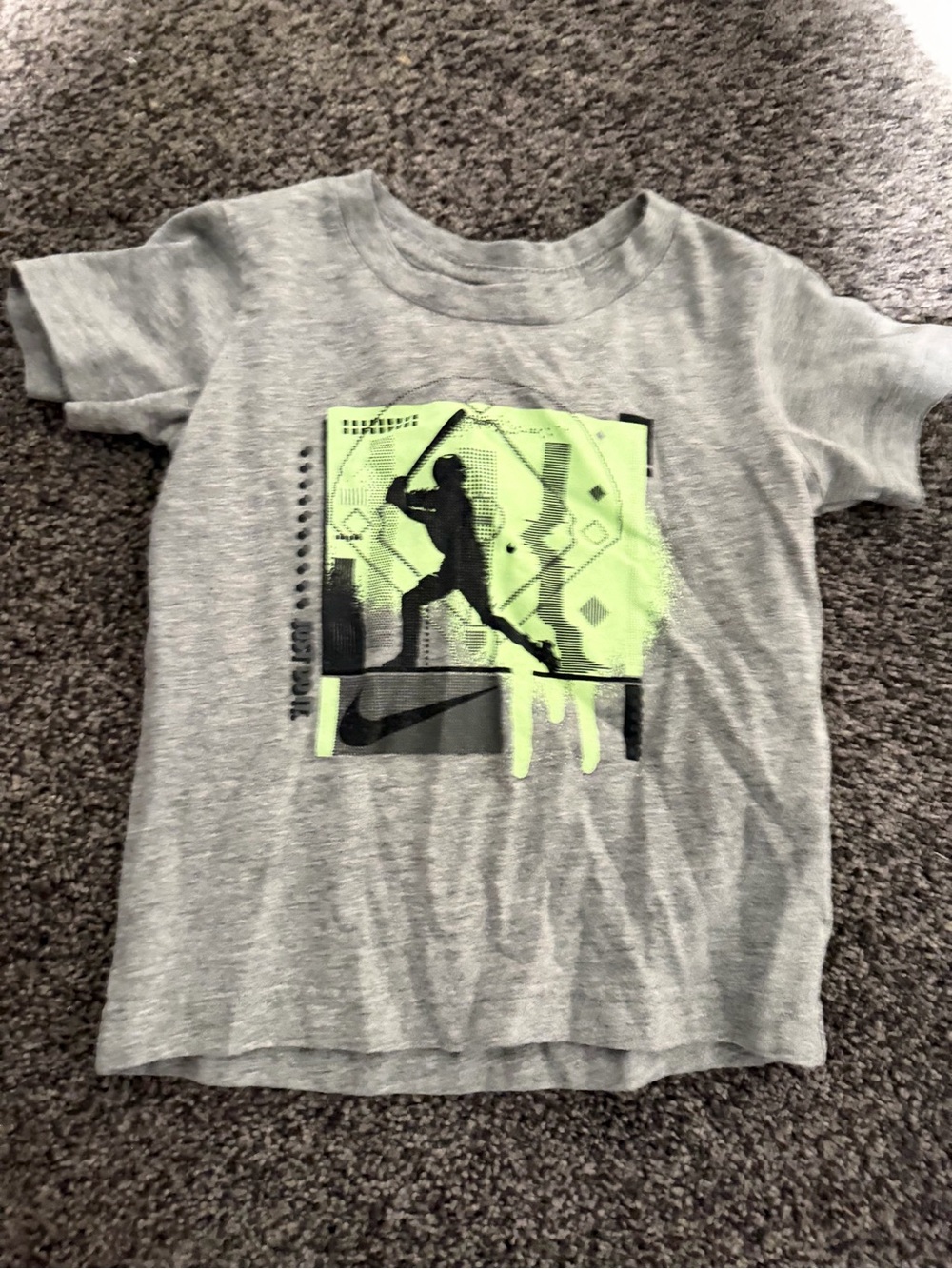 Nike Gray Short Sleeve Tee with Neon Green Baseball Graphic
